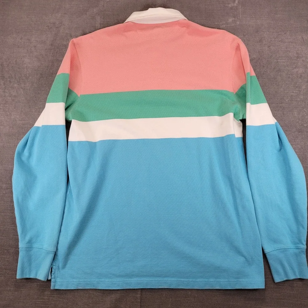 J Crew Oarsman Always Mens Large Tall LT Rugby Shirt Colorblock Pastel‎